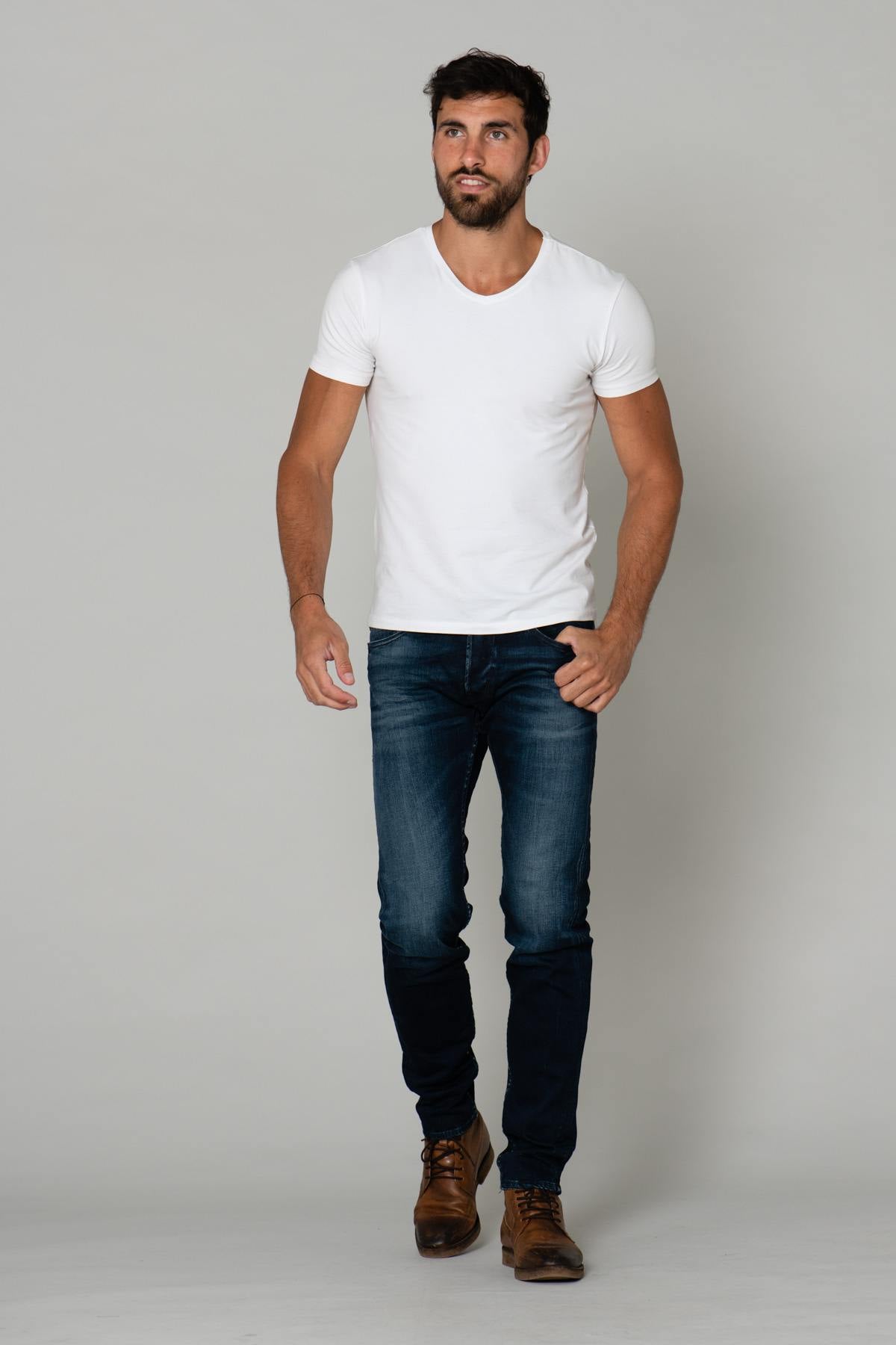 Men's washed blue jeans - Image n°5
