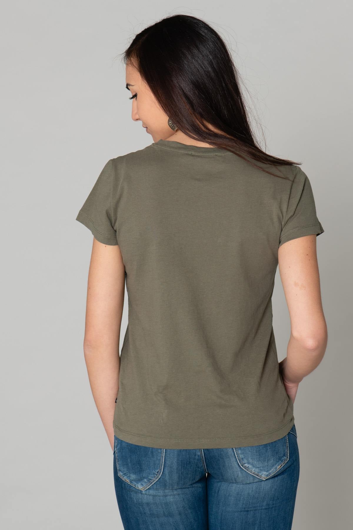 Women's khaki t-shirt - Image n°3