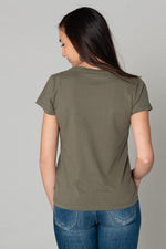 Women's khaki t-shirt - Image n°3