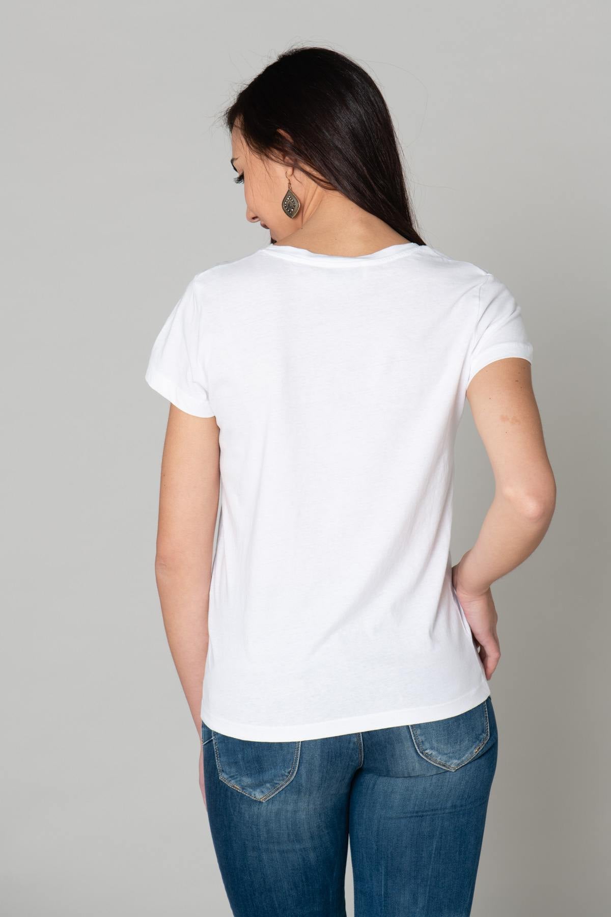 Women's white palm tree print t-shirt - Image n°3