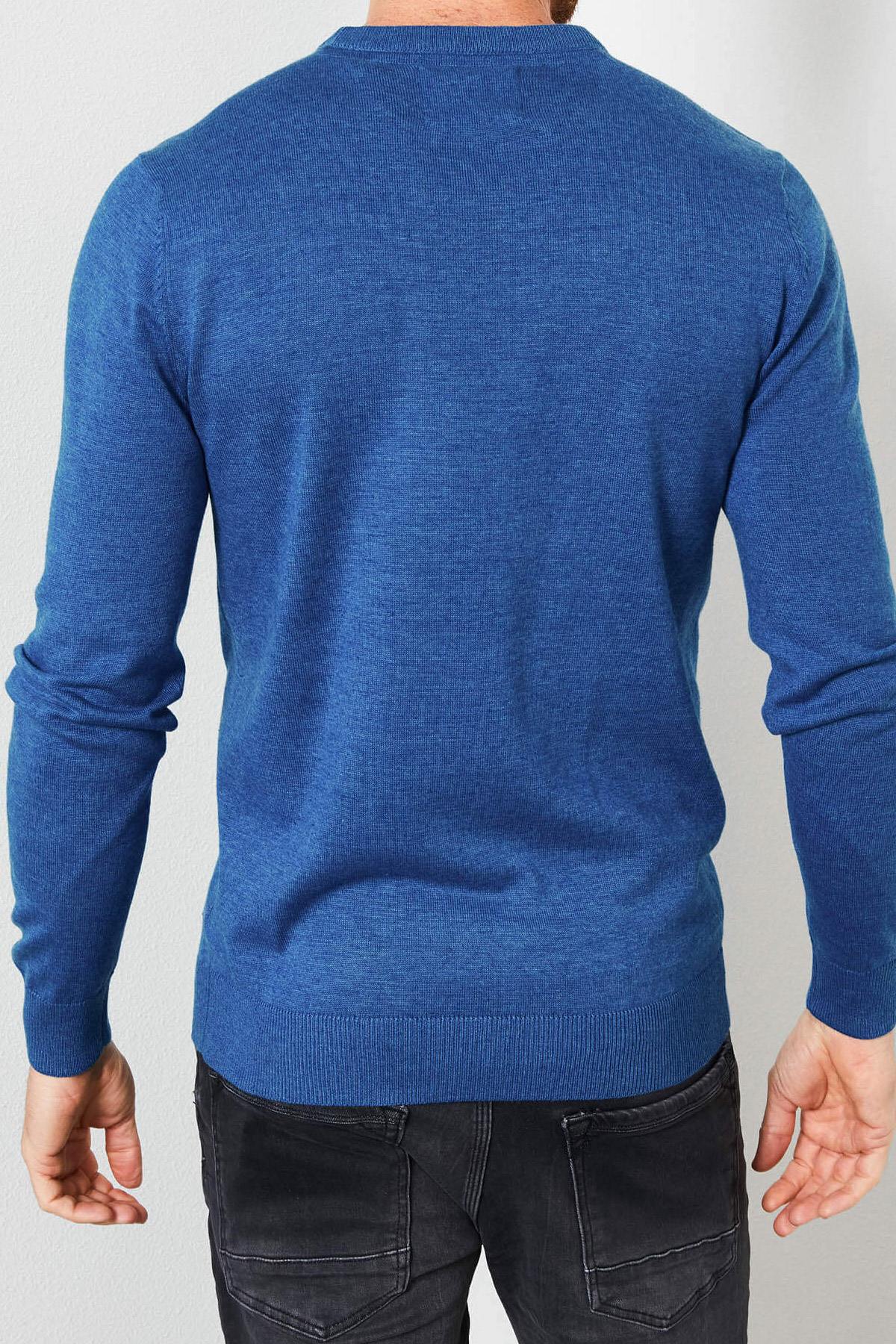 Azure blue fine knit sweater - Image n°2