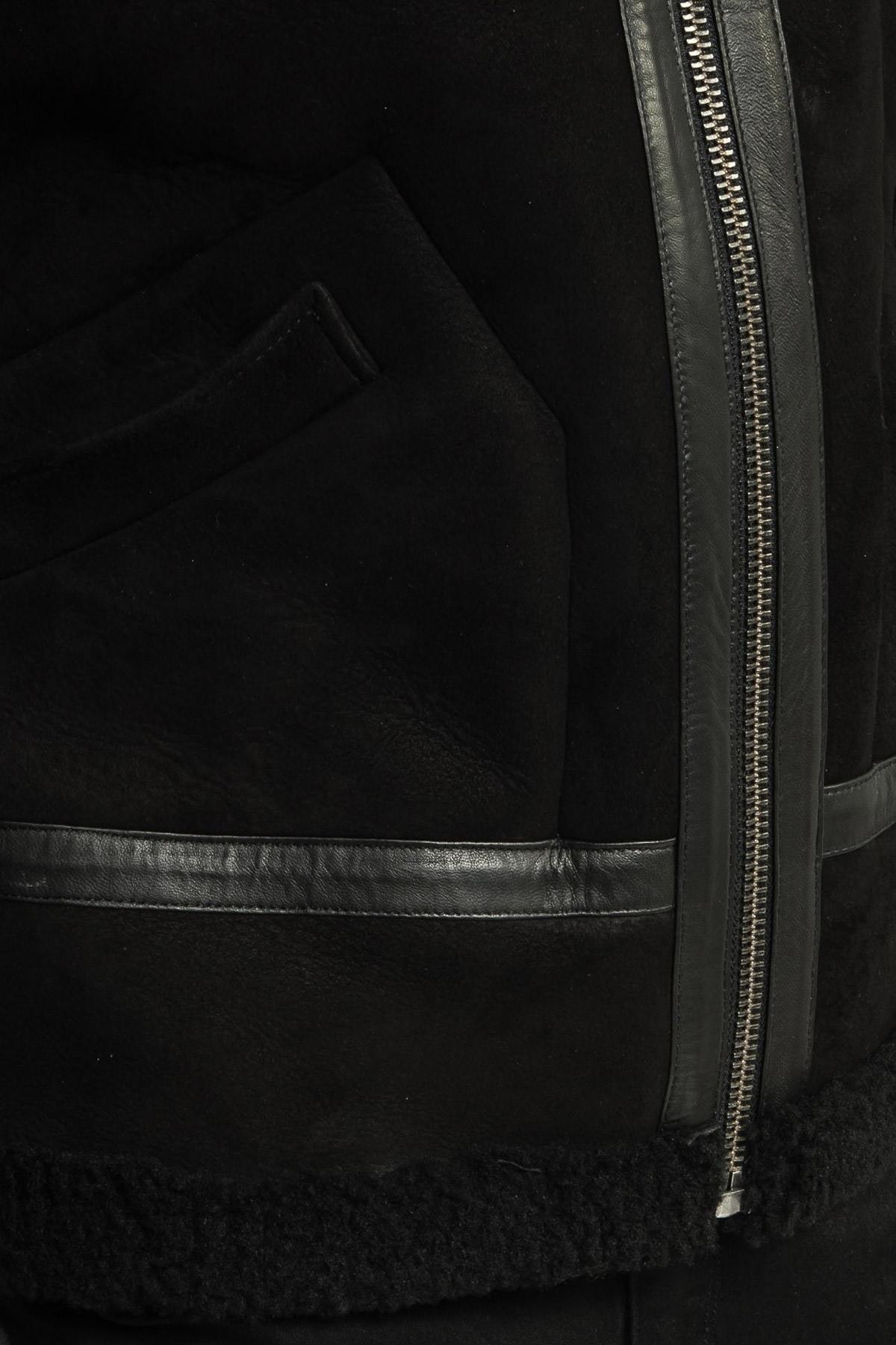 Black shearling bomber jacket - Image n°5