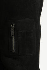 Black shearling bomber jacket - Image n°6