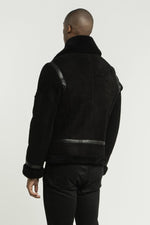 Black shearling bomber jacket - Image n°4