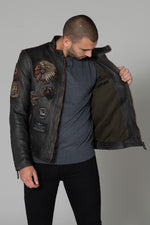 High-quality, patched leather jacket - Image n°6