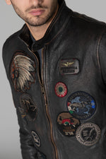 High-quality, patched leather jacket - Image n°8