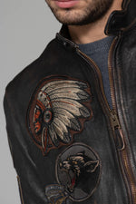 High-quality, patched leather jacket - Image n°2