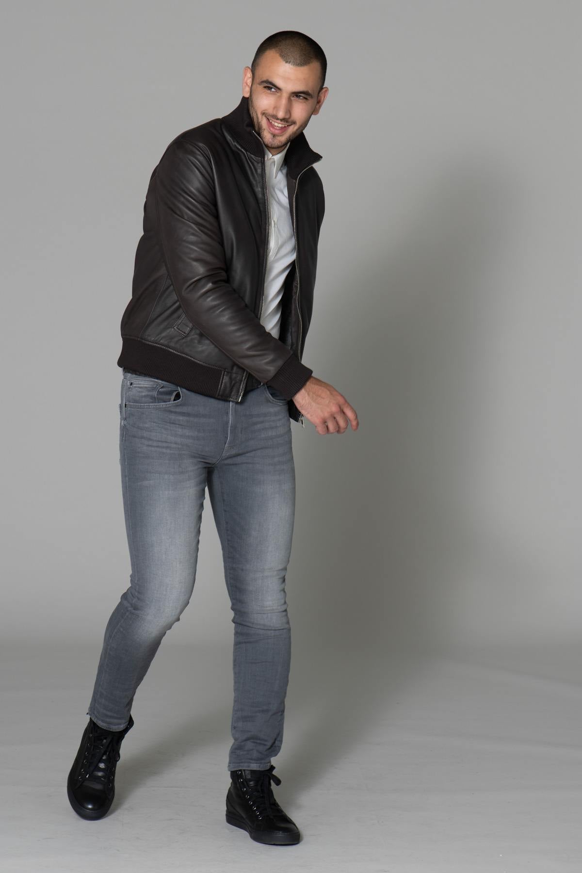 Dark brown leather jacket - Image n°3