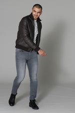 Dark brown leather jacket - Image n°3