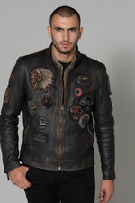High-quality, patched leather jacket - Image n°3
