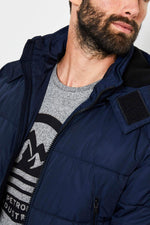 Navy blue hooded down jacket - Image n°2