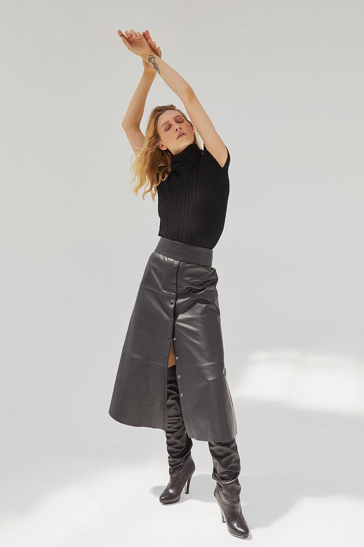 Long lambskin skirt - Image n°2