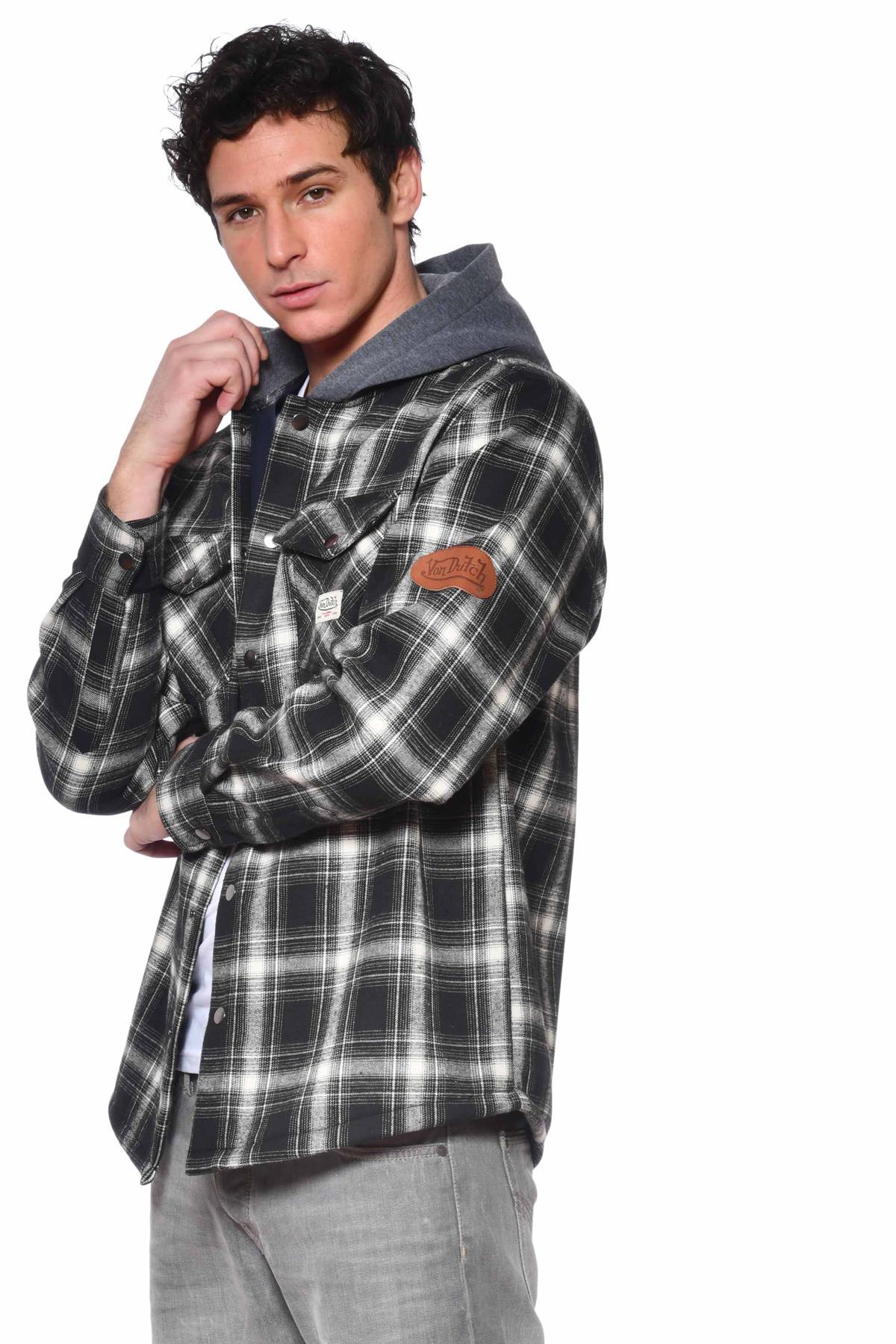Checked shirt with hood - Image n°1