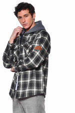 Checked shirt with hood - Image n°1