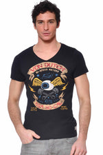 Black V-neck t-shirt - Image n°3