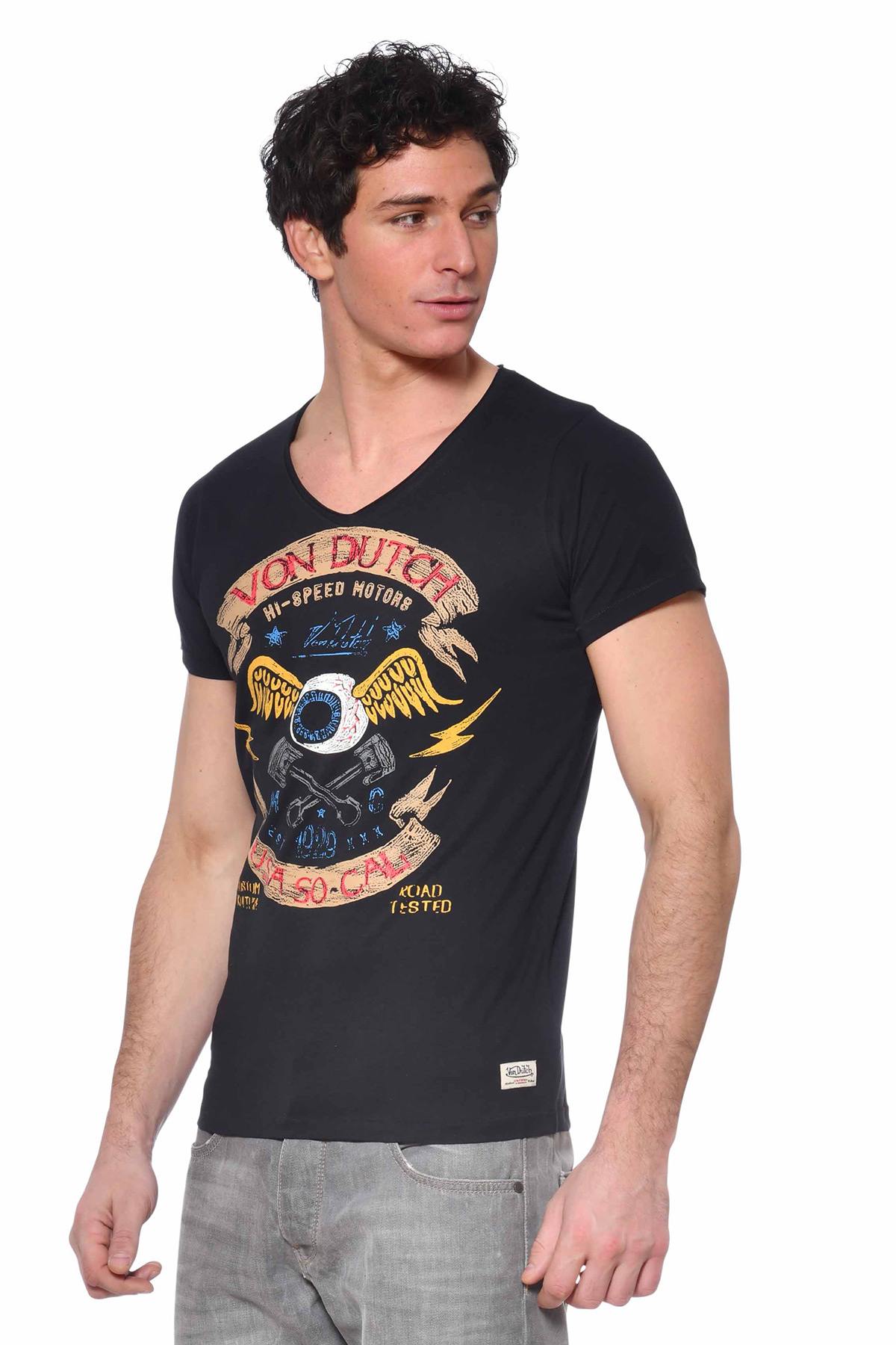 Black V-neck t-shirt - Image n°1