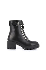 Black ranger boots in genuine leather - Image n°1