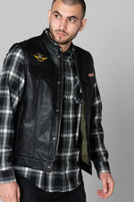 Sleeveless leather biker vest - Image n°1