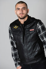 Sleeveless leather biker vest - Image n°4