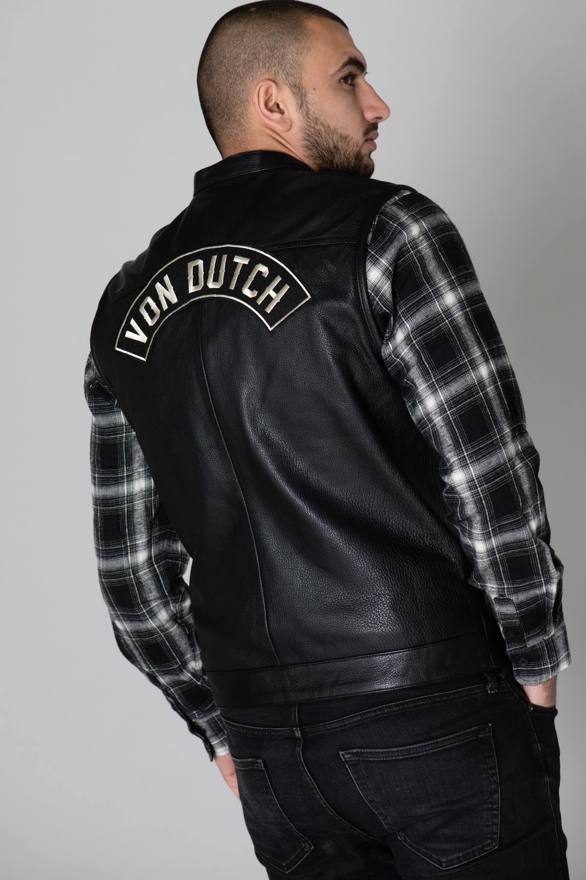 Sleeveless leather biker vest - Image n°3