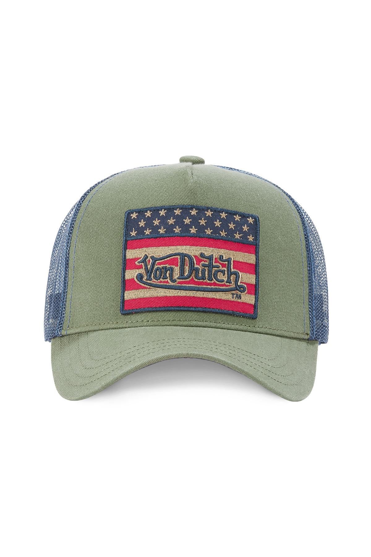Khaki green American flag cap - Image n°1