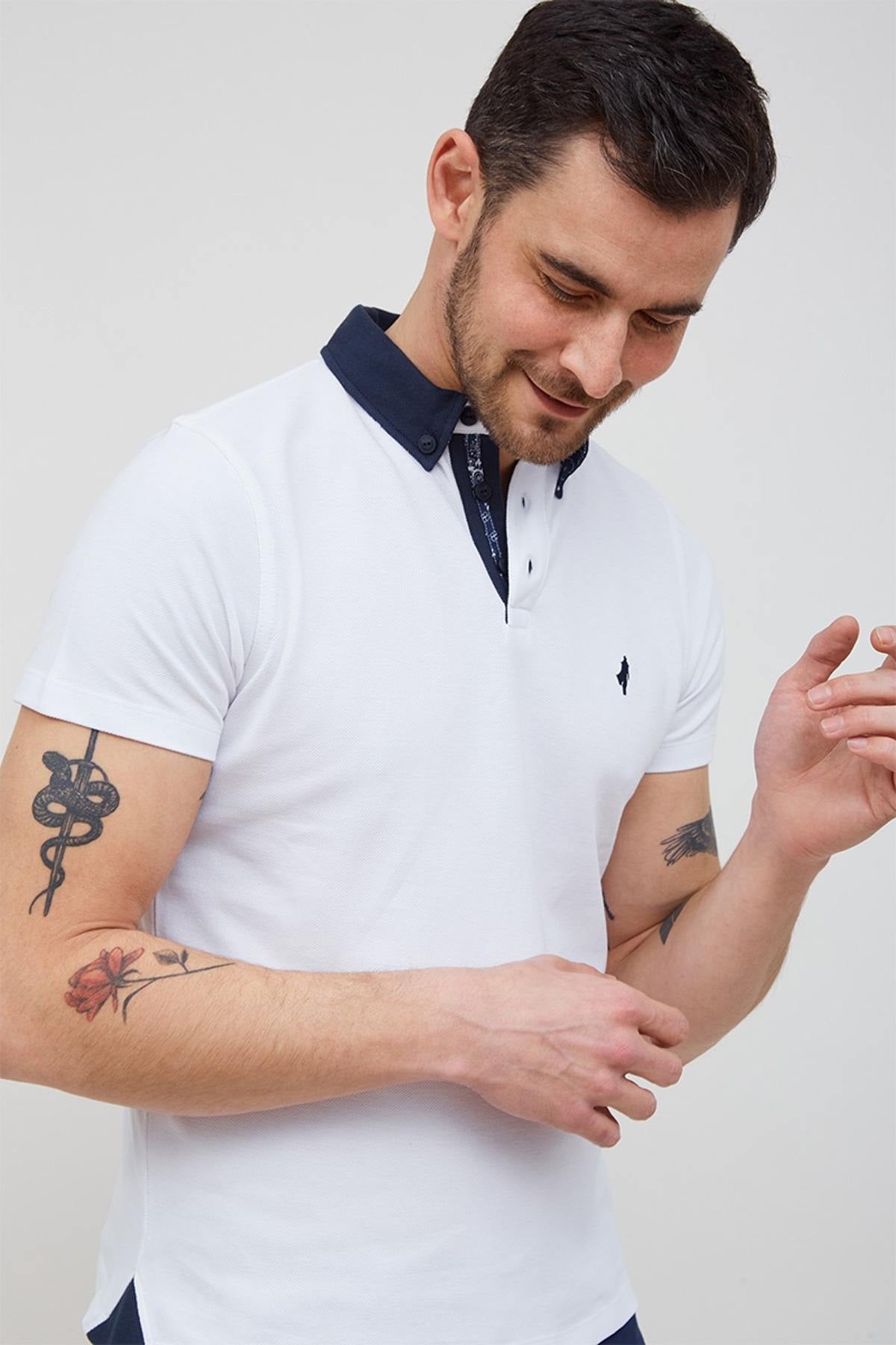 White men's polo shirt - Image n°5