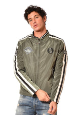 Khaki jacket with embroidered patches - Image n°8