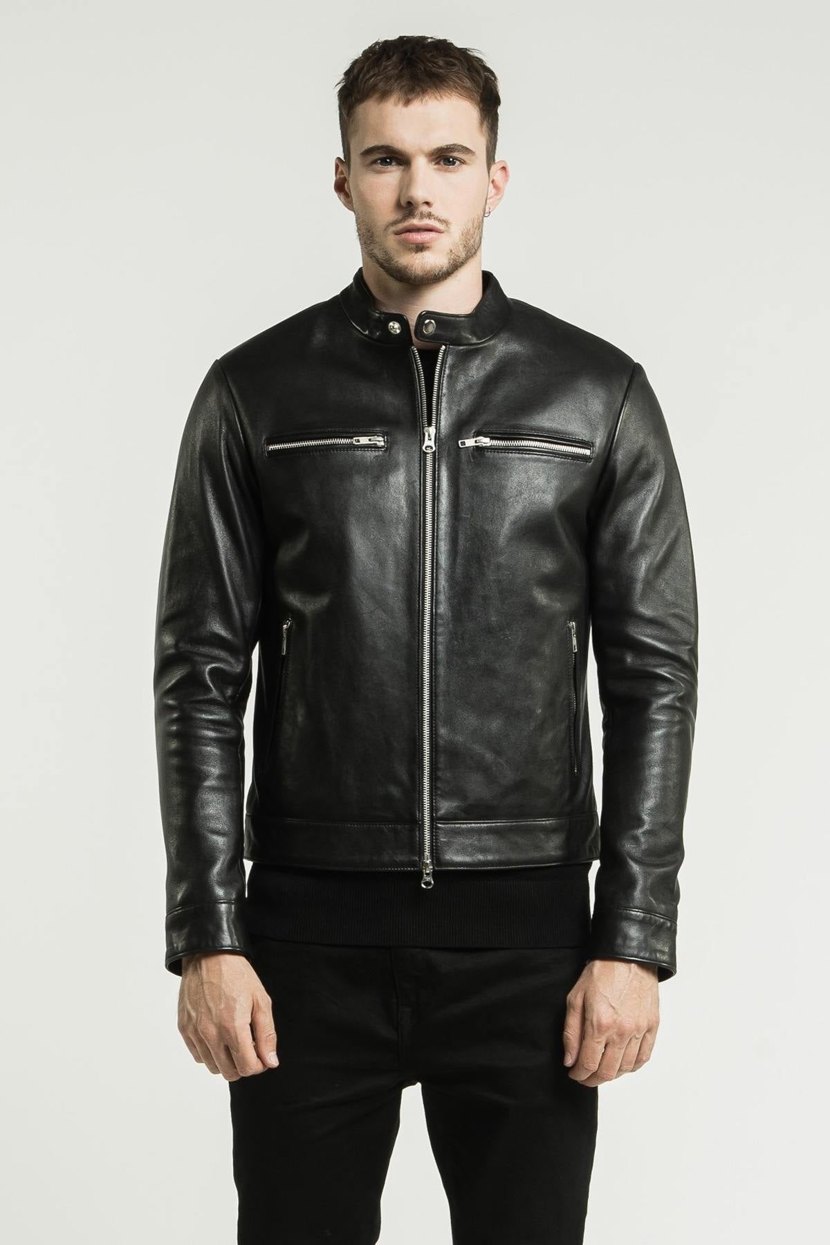 Men's black leather jacket - Image n°10