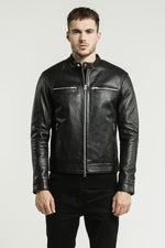 Men's black leather jacket - Image n°10