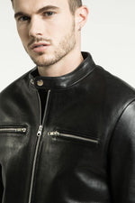 Men's black leather jacket - Image n°9