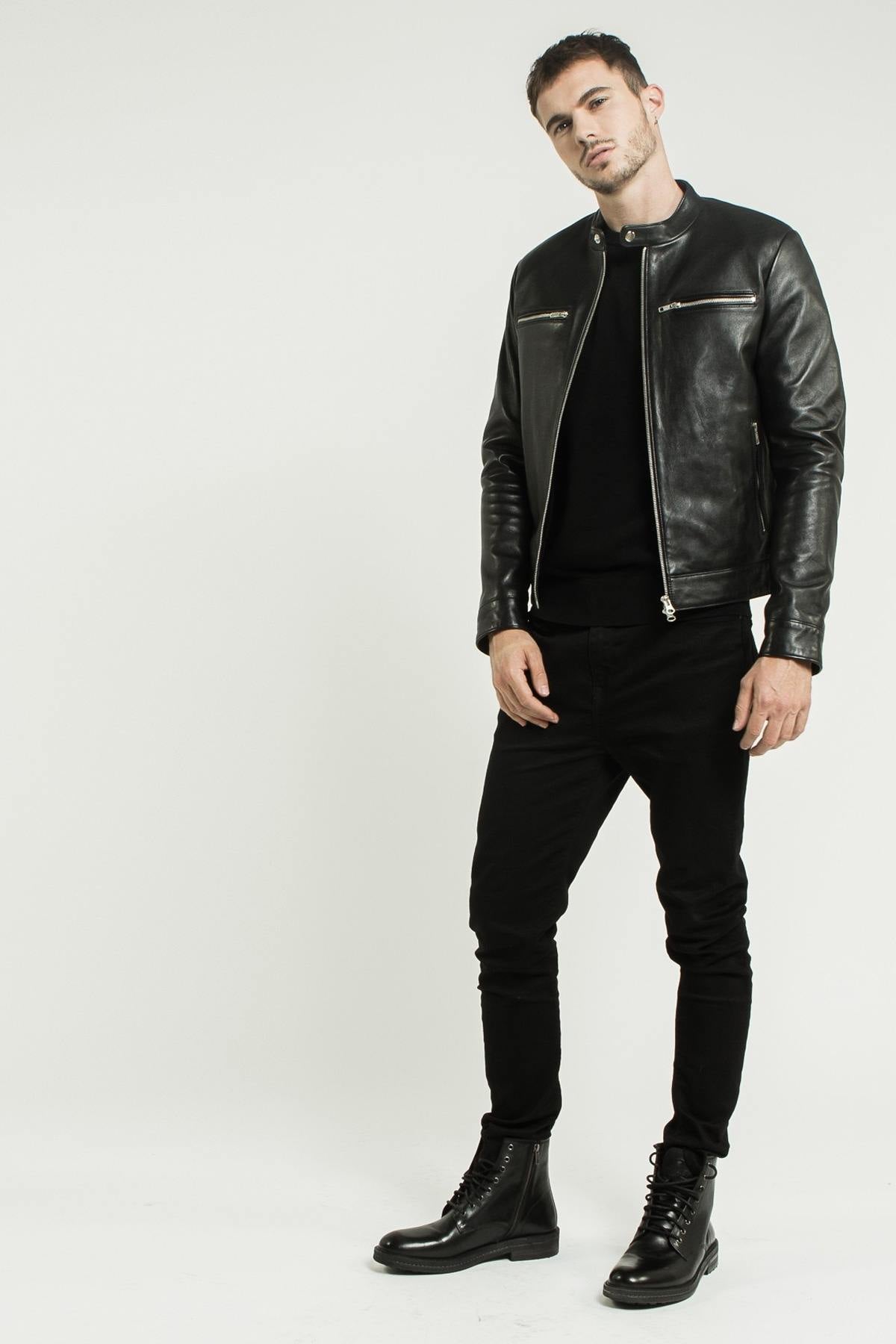 Men's black leather jacket - Image n°11