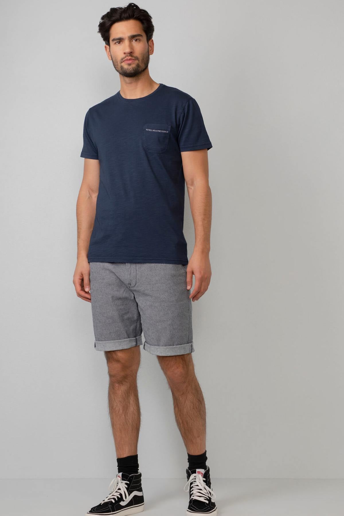 Plain dark blue t-shirt with chest pocket - Image n°4