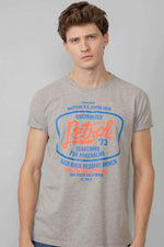 Heather gray T-shirt with chest print - Image n°1