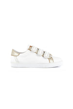 White and gold leather sneakers - Image n°3