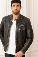 Vintage distressed leather biker jacket - Image n°7