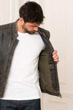 Vintage distressed leather biker jacket - Image n°6