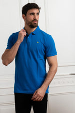 Azure blue men's polo shirt - Image n°1
