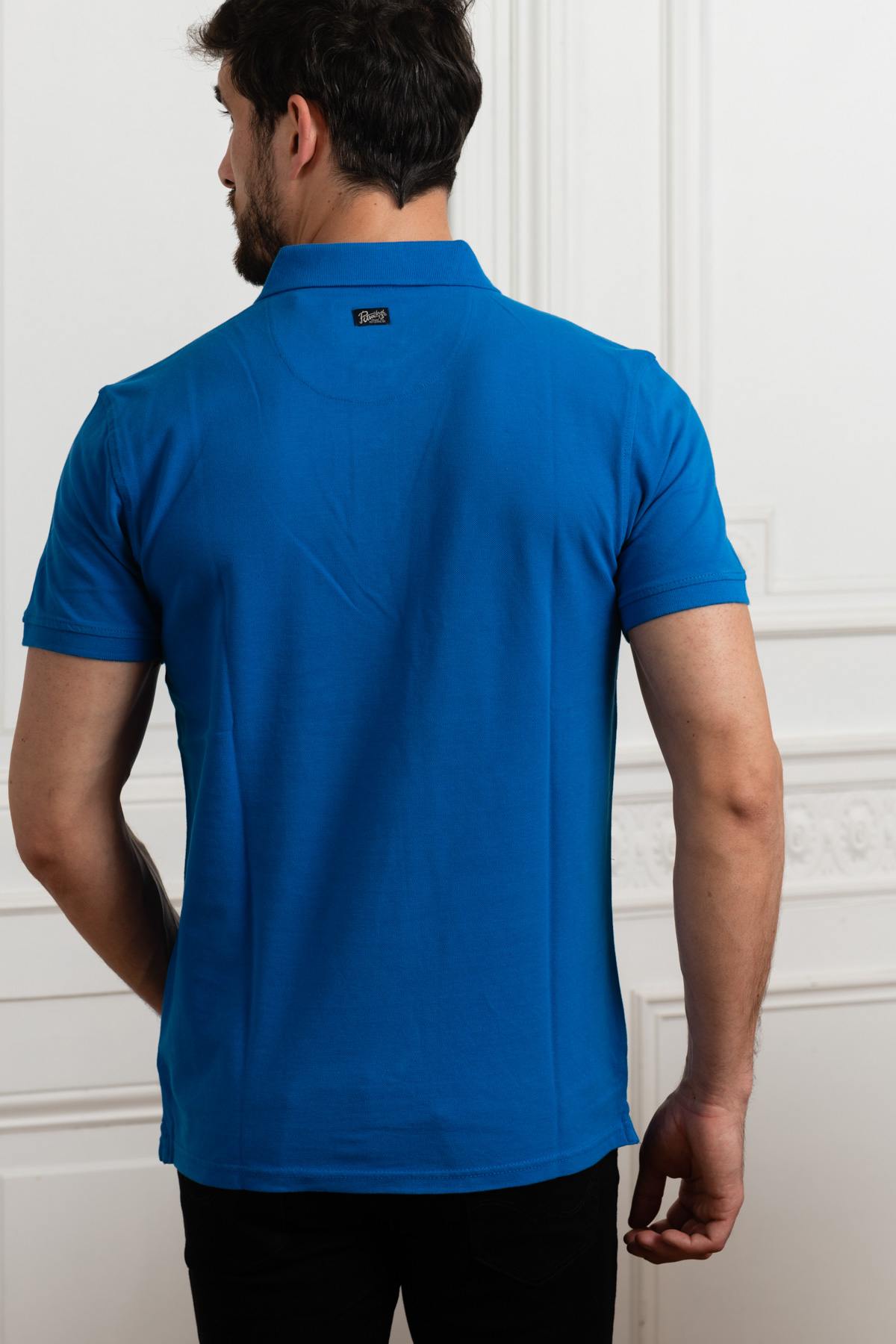 Azure blue men's polo shirt - Image n°2