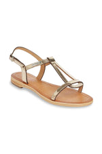 Gold snakeskin effect leather sandals - Image n°2
