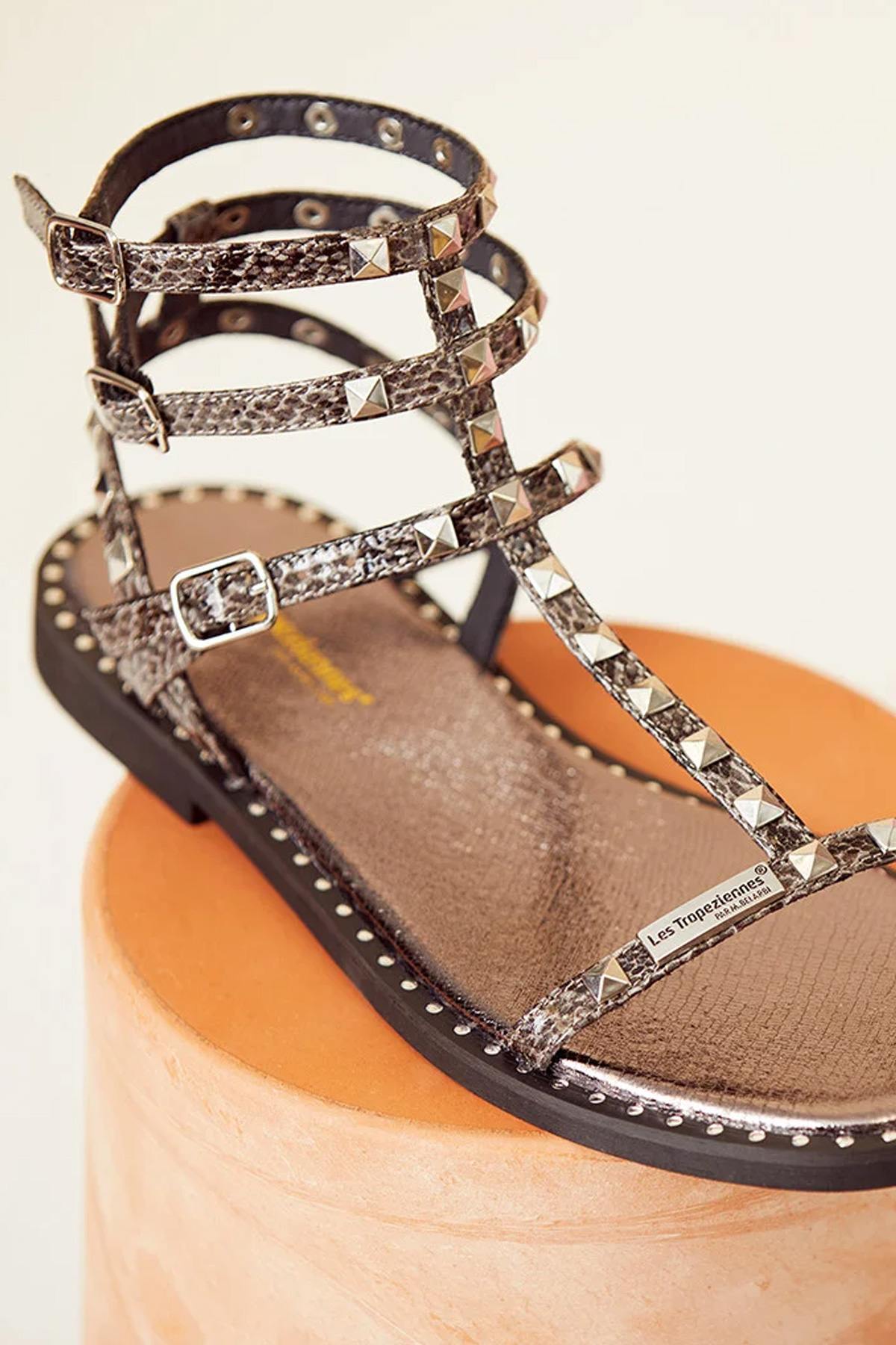Gray studded gladiator sandals - Image n°2
