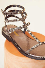Gray studded gladiator sandals - Image n°2