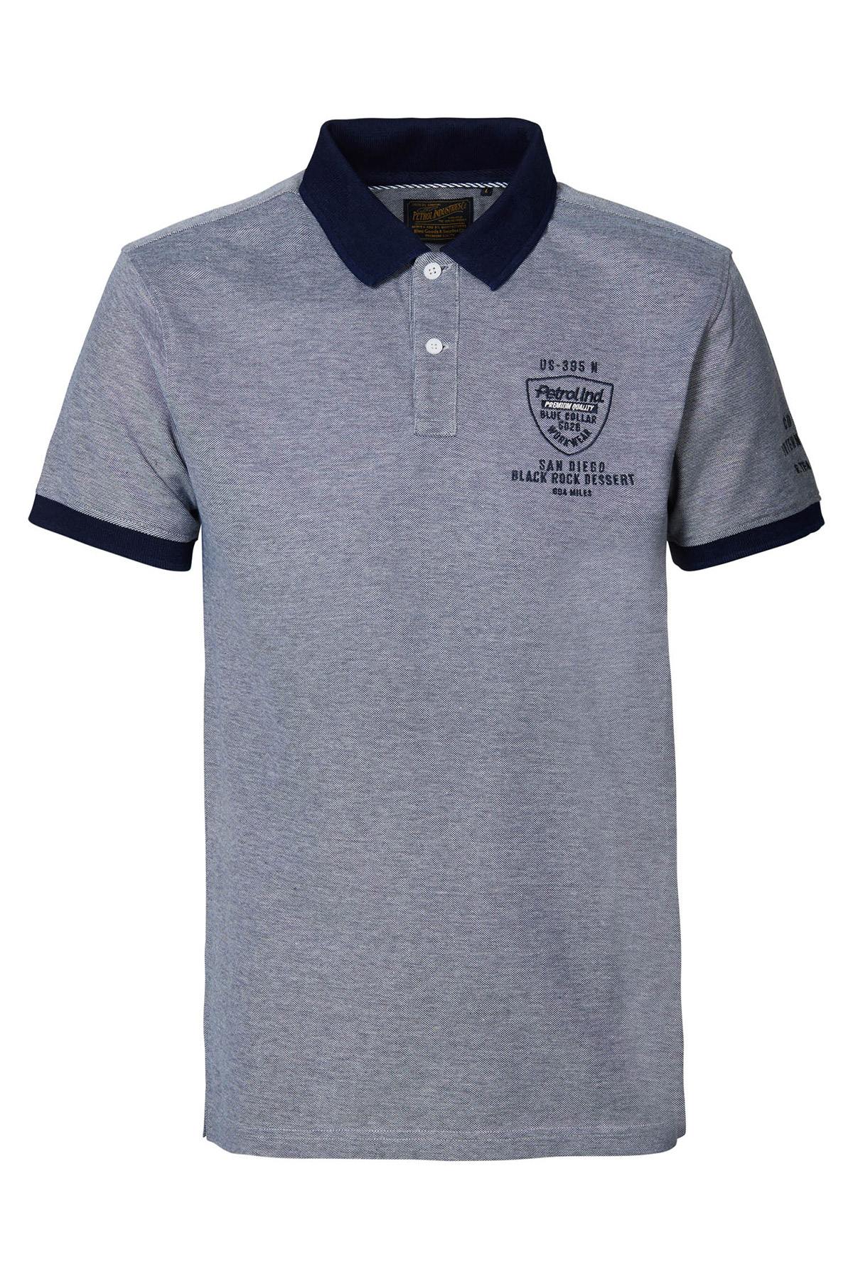 Men's heather blue polo shirt - Image n°1