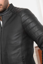 Biker-style fitted leather jacket - Image n°4