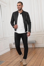 Biker-style fitted leather jacket - Image n°2