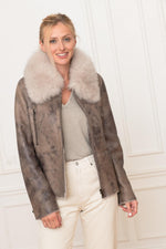 Fox collar sheepskin jacket - Image n°1