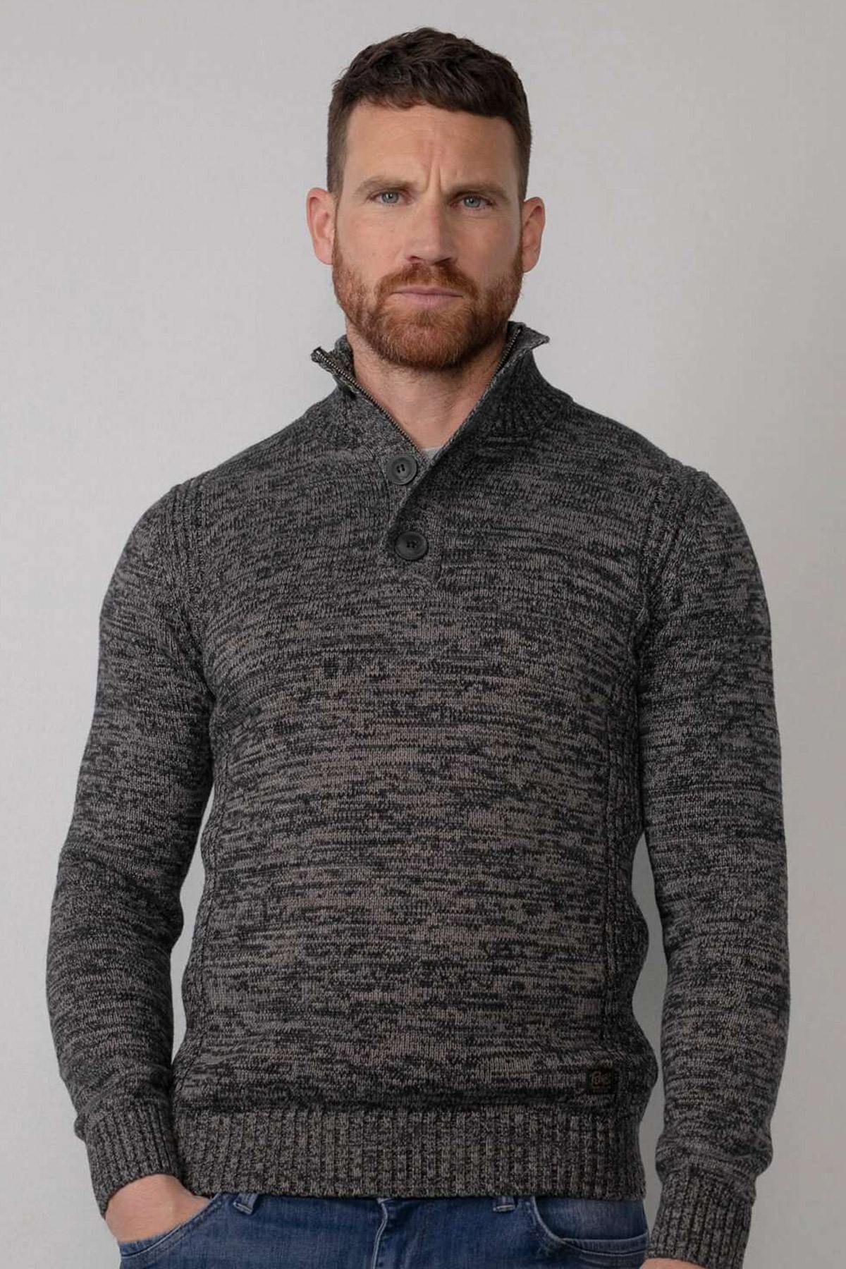 Dark gray knitted heather sweater - Image n°1