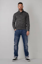 Dark gray knitted heather sweater - Image n°2