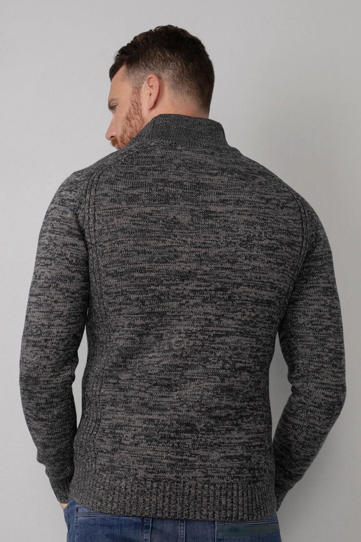 Dark gray knitted heather sweater - Image n°3