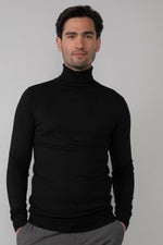 Black turtleneck sweater for men - Image n°1