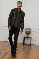 Patched military leather jacket - Image n°2